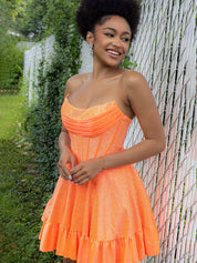 Strapless Beaded Short Homecoming Dress with Ruffle