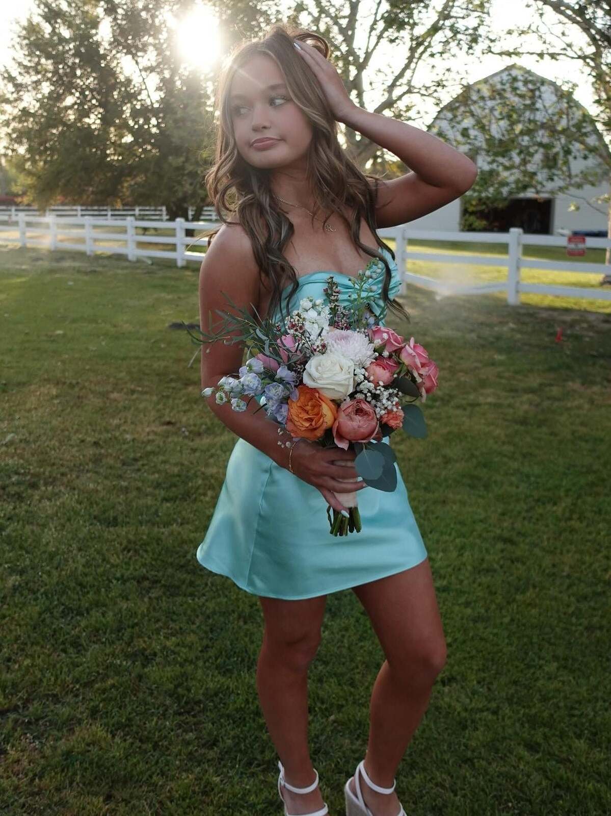 Strapless Twist Short Homecoming Dress with Keyhole