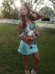 Strapless Twist Short Homecoming Dress with Keyhole