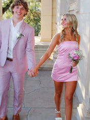 Strapless Tight Mini Homecoming Dress with Slit