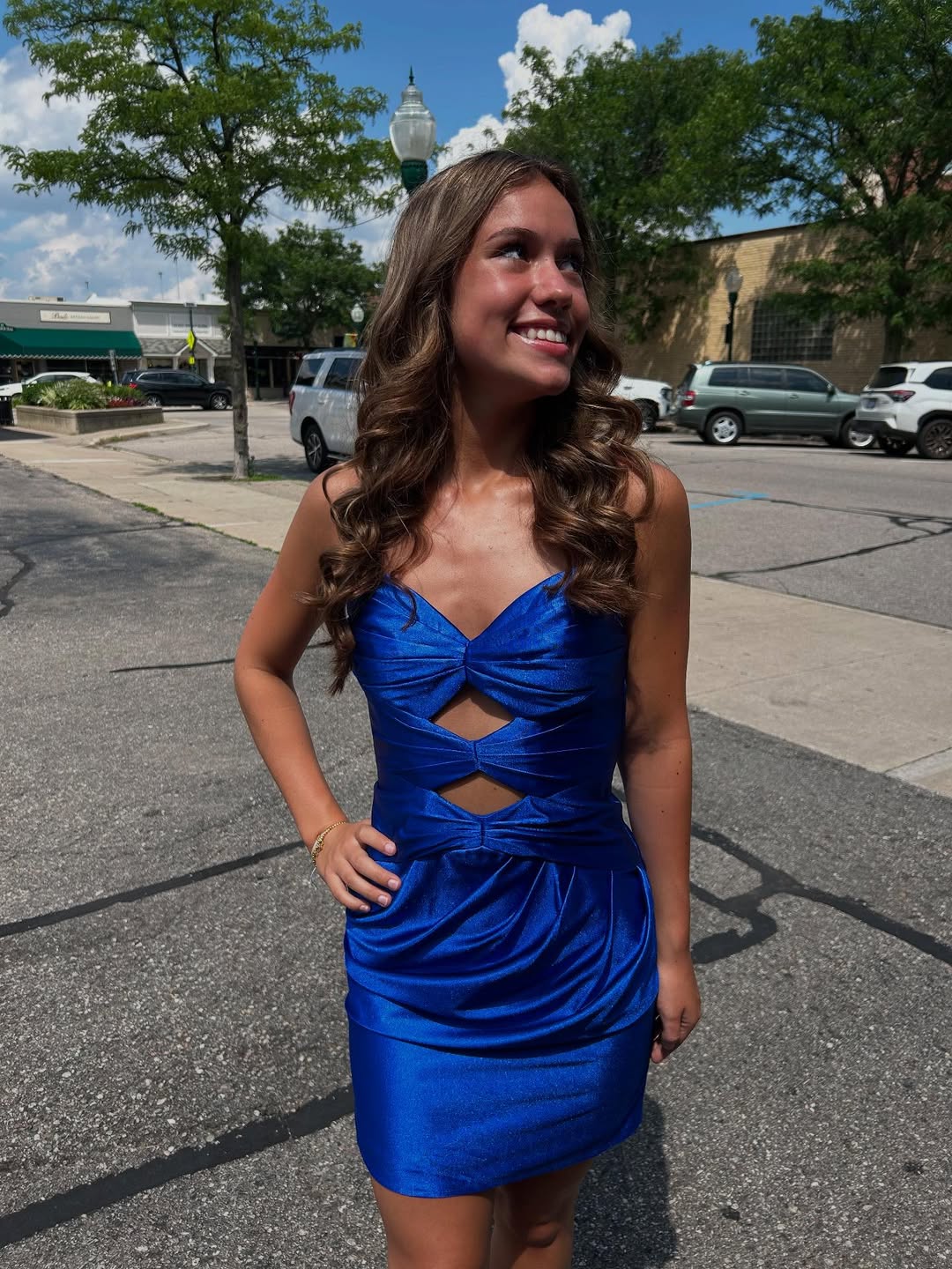 Strapless Keyholes Fitted Short Royal Blue Homecoming Dress