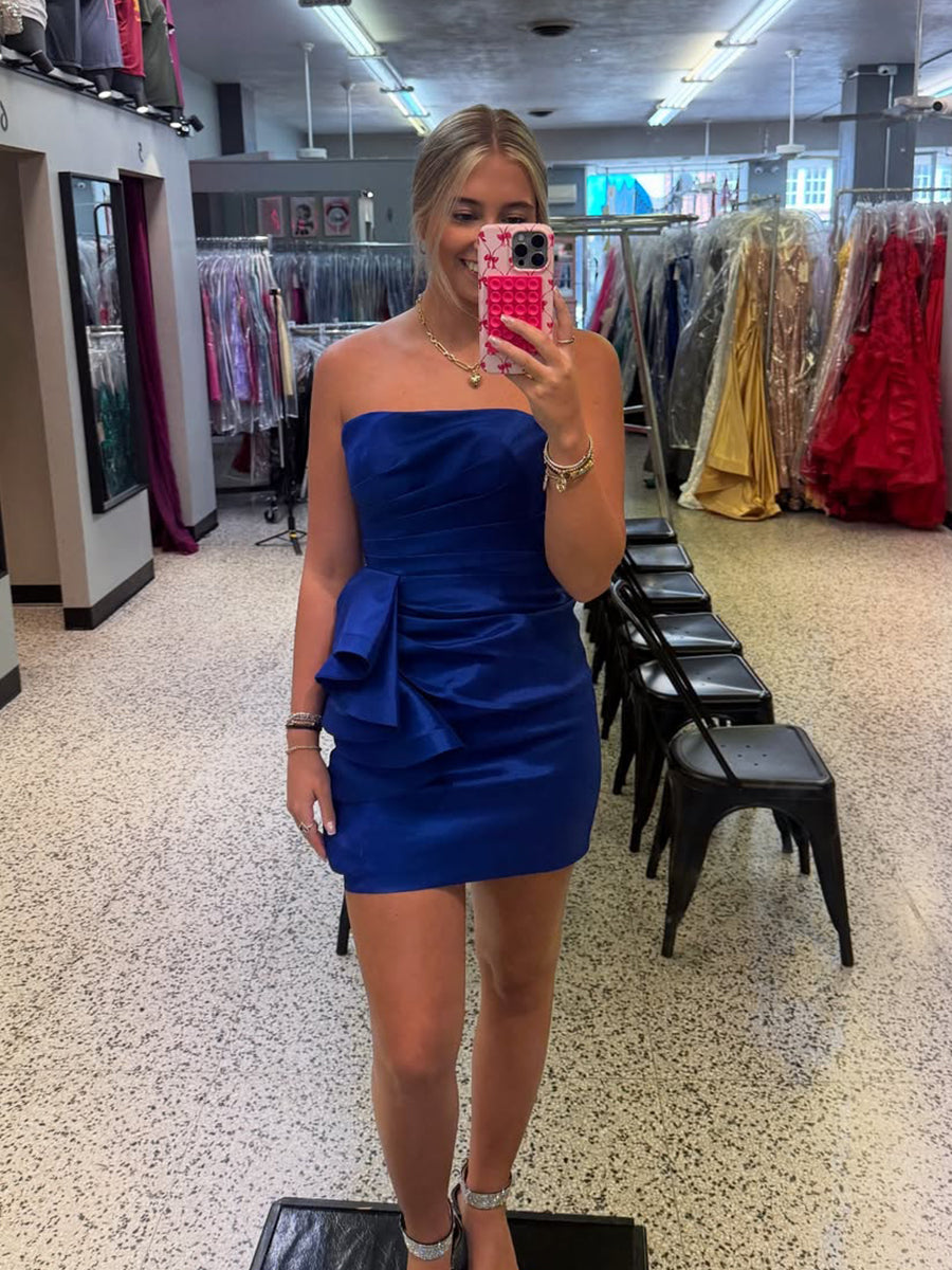 Strapless Pleated Short Homecoming Dress