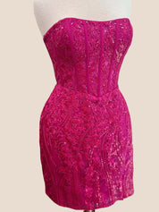 Strapless Turquoise Appliques Bodycon Short Homecoming Dress