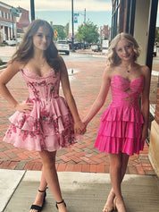 Sweetheart Strapless A-Line Tiered Homecoming Dress