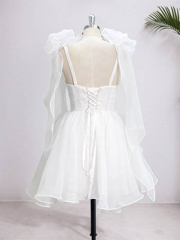 White Elegant A Line Sweetheart Short Homecoming Party Dress