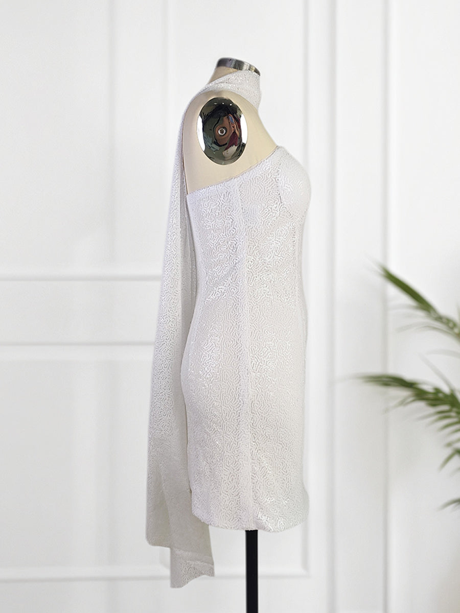 White Strapless Sequins Short Homecoming Dress