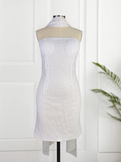 White Strapless Sequins Short Homecoming Dress