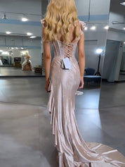 Yellow Mermaid Sheath Sweetheart Asymmetrical Long Prom Dress
