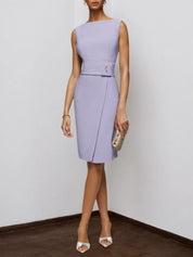 Lavender Purple Sleeveless Rheinstone Sheath Midi Dress