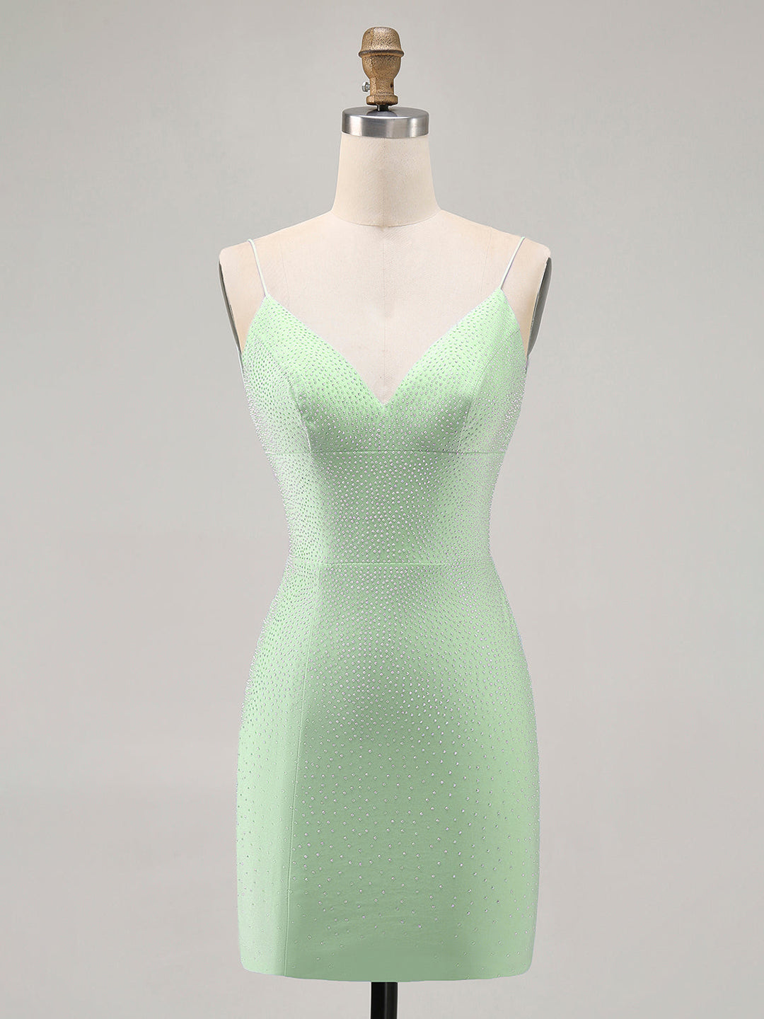 Light Green Bodycon Backless Short Homecoming Dress with Beading