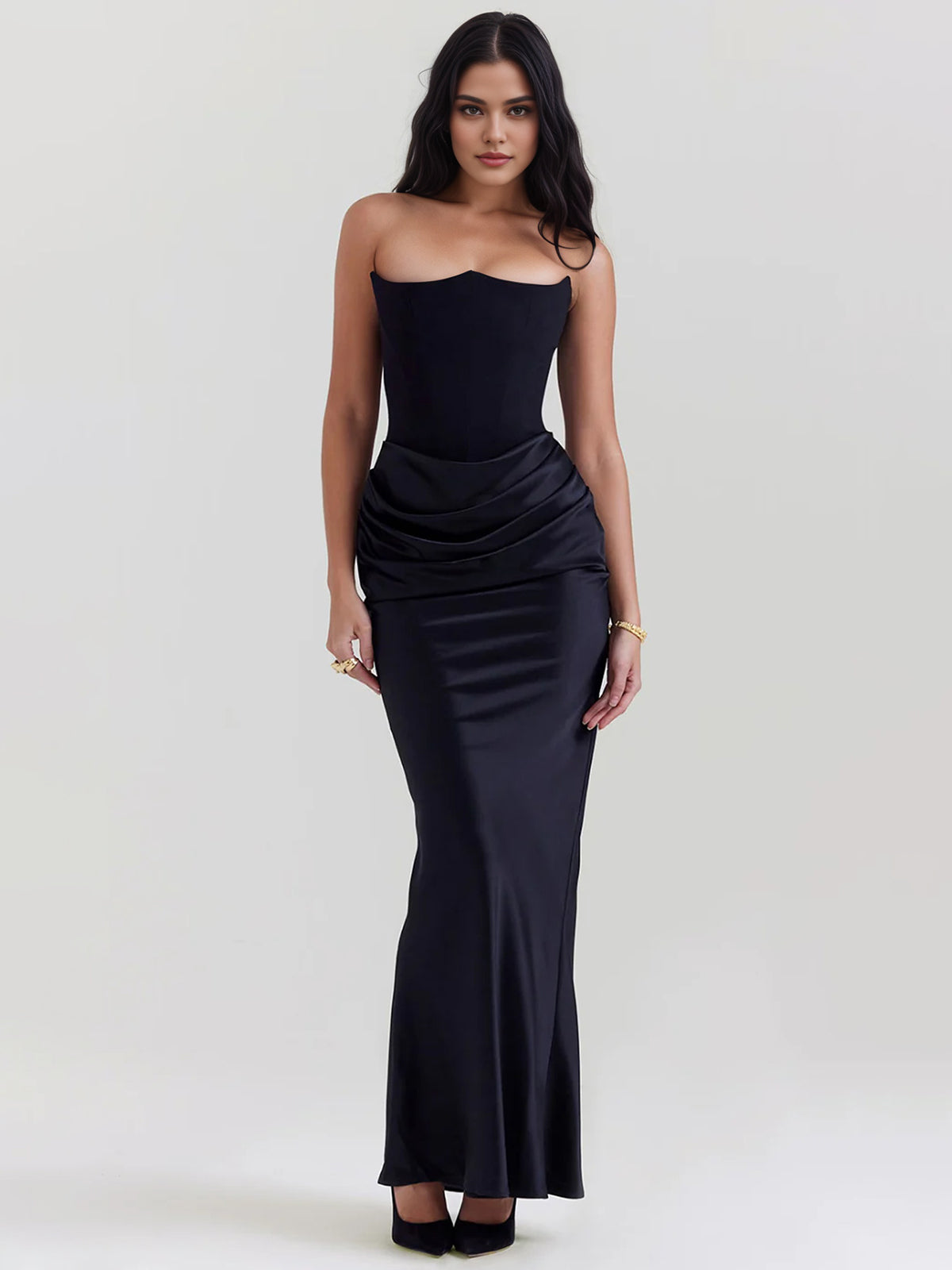 Robe de travail semi-formelle verte sans manches à volants, robe midi ajustée