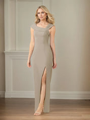 Sheath/Column Chiffon Asymmetrical Neck Sleeveless Floor Length Pleated Mother of the Bride Dresses