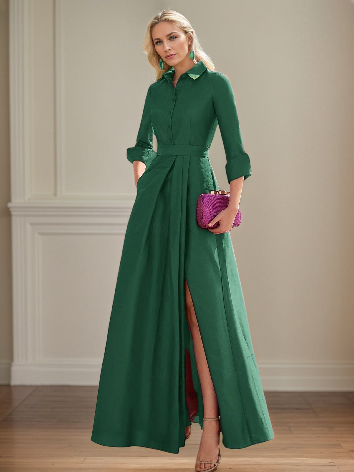 4 Sleeves Floor Length Mother of the Bride Dresses