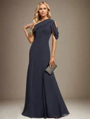 Trumpet/Mermaid One Shoulder Floor-Length Chiffon Dress With Pleated