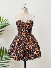 Leopard Print A-Line Sweetheart Corset Short Homecoming Dress