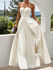 White Buckle Strapless Sleeveless Two-Piece Set