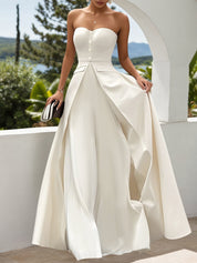White Buckle Strapless Sleeveless Two-Piece Set