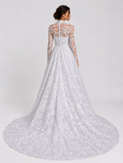 Elegant High Neck Long Sleeve Lace A-Line Wedding Dress with Chapel Train