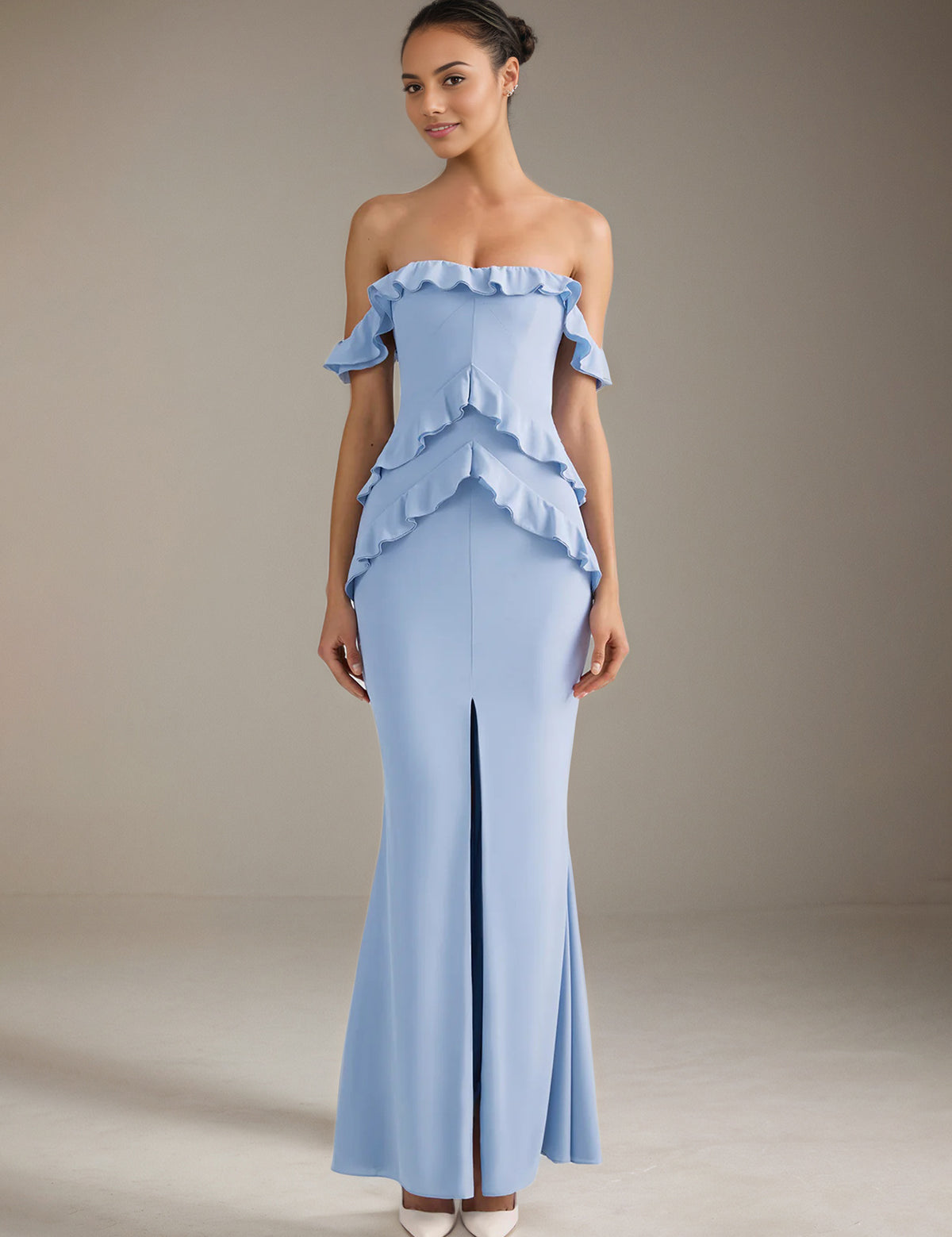 Column Off The Shoulder Floor Length Bridesmaid Dresses