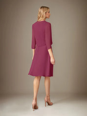 A Line Chiffon Scoop Neck 3/4 Sleeves Knee Length Dress