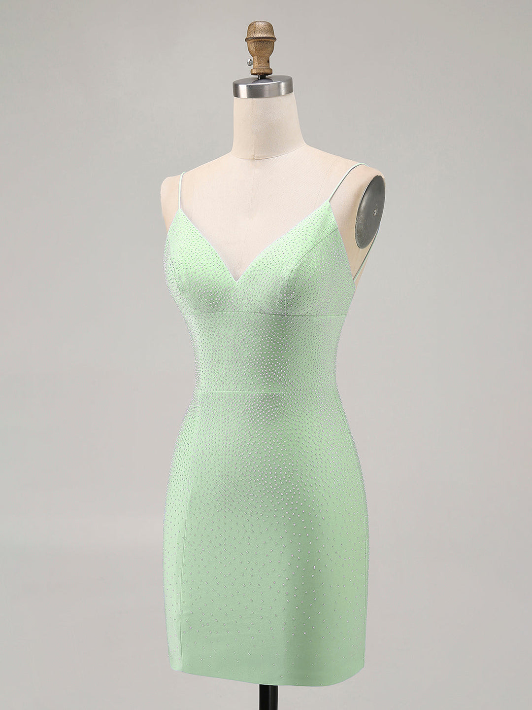 Light Green Bodycon Backless Short Homecoming Dress with Beading