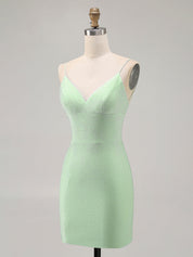 Light Green Bodycon Backless Short Homecoming Dress with Beading