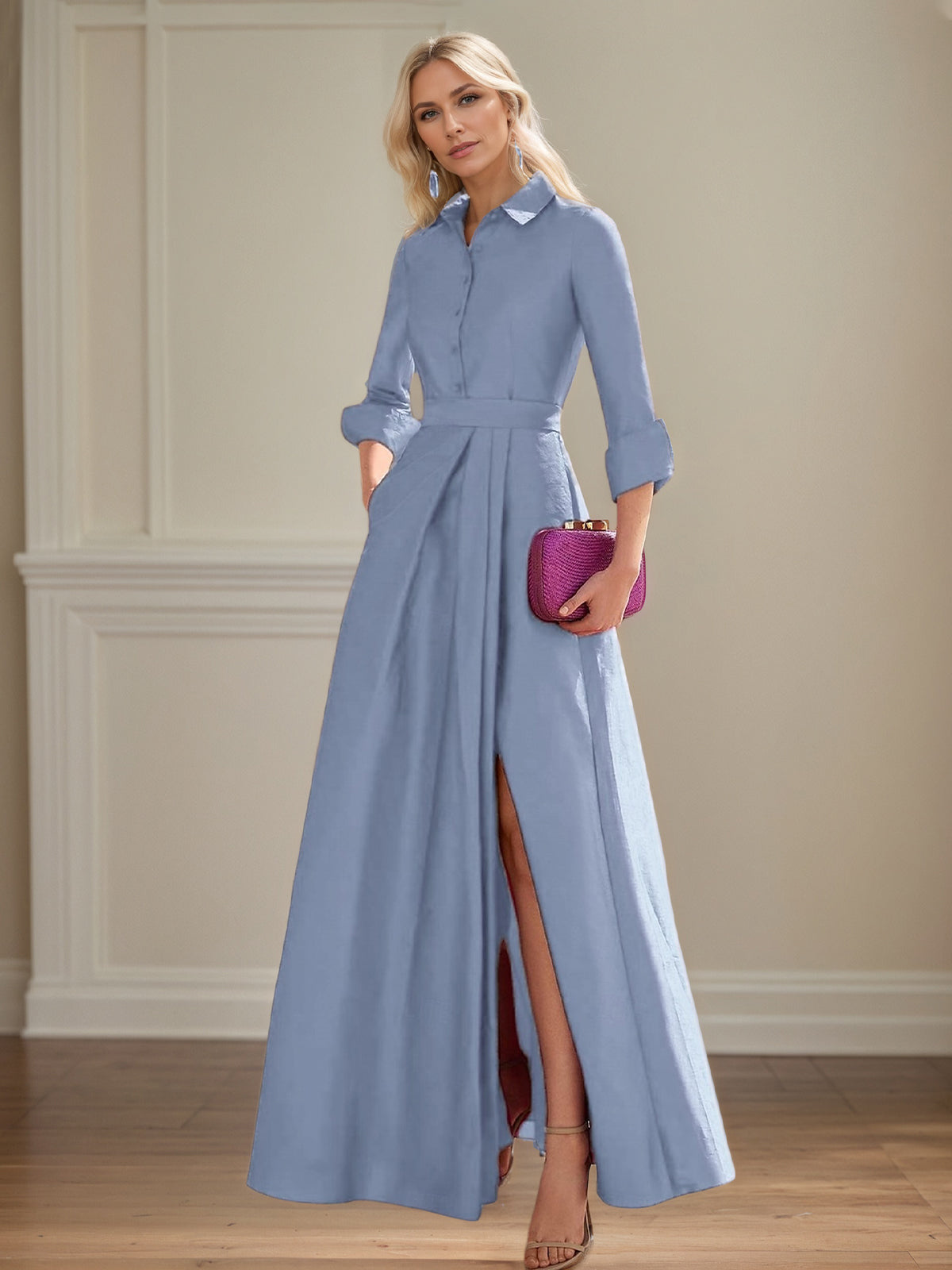 4 Sleeves Floor Length Mother of the Bride Dresses