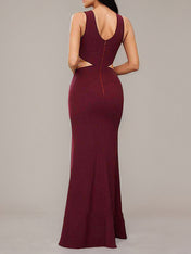 Cabernet Sheath/Column Stretch Crepe Scoop Sleeveless Floor-Length Bridesmaid Dresses