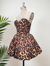Leopard Print A-Line Sweetheart Corset Short Homecoming Dress