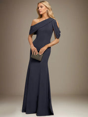 Trumpet/Mermaid One Shoulder Floor-Length Chiffon Dress With Pleated
