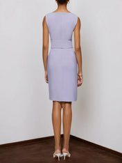 Lavender Purple Sleeveless Rheinstone Sheath Midi Dress