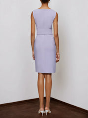 Lavender Purple Sleeveless Rheinstone Sheath Midi Dress