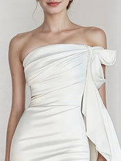 White Trumpet/Mermaid Chiffon Off the Shoulder Sleeveless Floor Length Dress