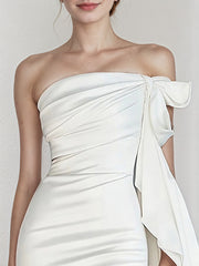 White Trumpet/Mermaid Chiffon Off the Shoulder Sleeveless Floor Length Dress