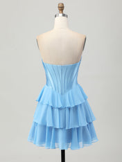 A Line Tiered Sweetheart Corset Short Homecoming Dress