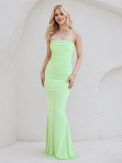 Light Green Chiffon Sheath/Column Off the Shoulder Floor Length Bridesmaid Dress
