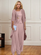 Chiffon Mother of the Bride Pantsuits with Jacket