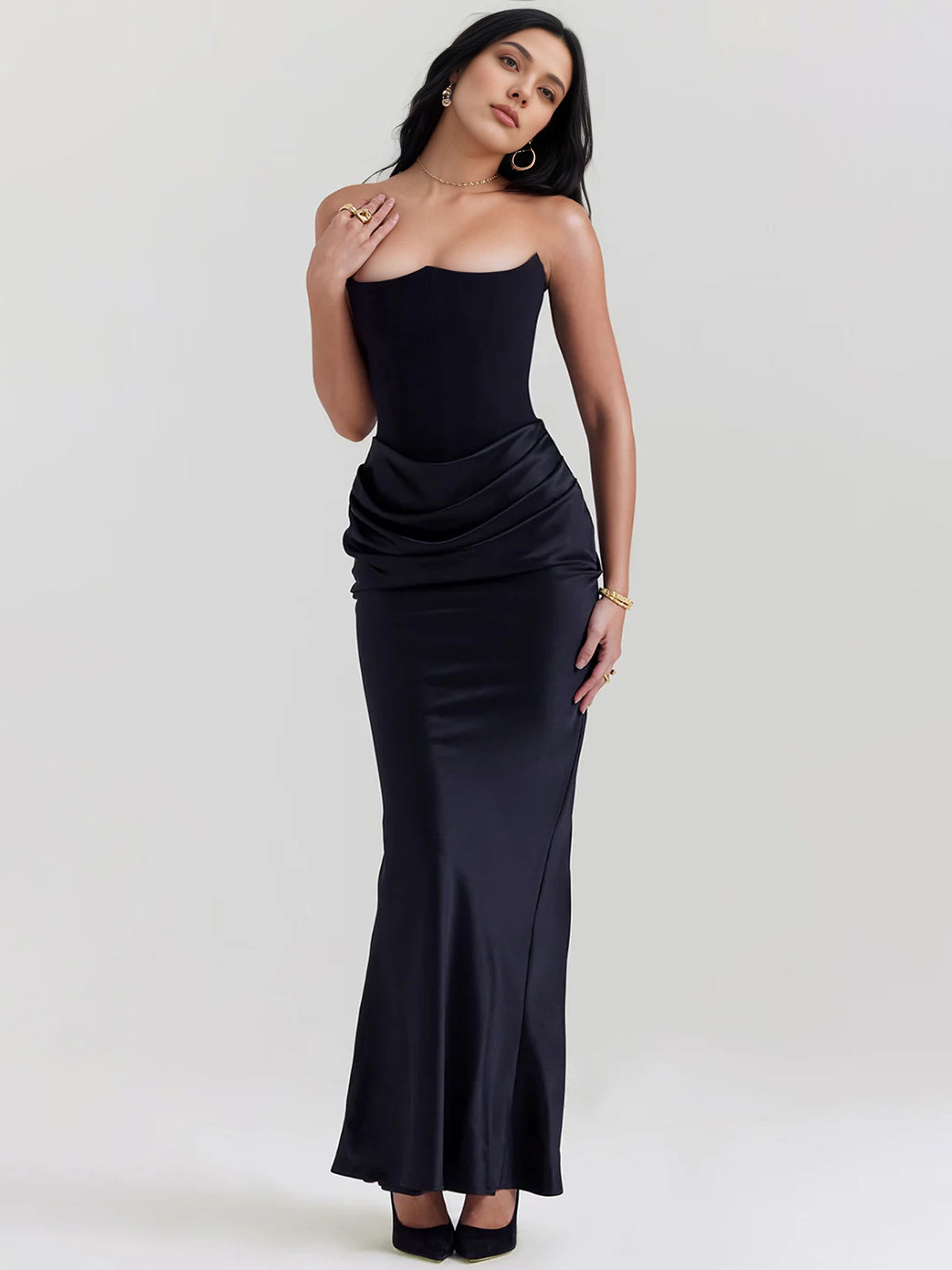 Robe de travail semi-formelle verte sans manches à volants, robe midi ajustée