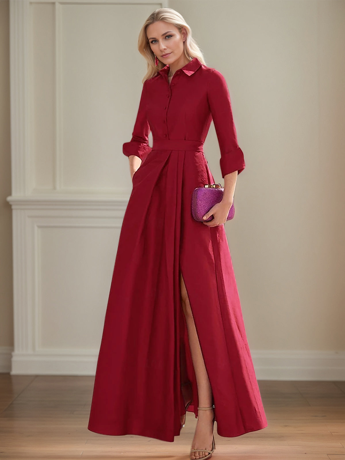 4 Sleeves Floor Length Mother of the Bride Dresses