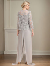 Chiffon Square Neck Sleeveless Floor Length Pleated Mother of the Bride Pantsuits