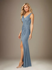 Trumpet/Mermaid V Neck Sleeveless Floor-Length Chiffon Dress With Sequins