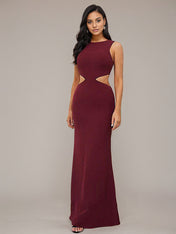 Cabernet Sheath/Column Stretch Crepe Scoop Sleeveless Floor-Length Bridesmaid Dresses
