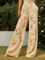 Yellow Floral Buckle Regular Fit Jumpsuit