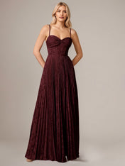 Wine Red A-Line Spaghetti Straps Sleeveless Floor-Length Bridesmaid Dress