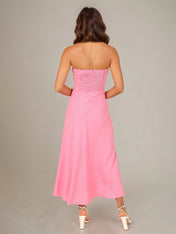 Pink Chiffon A Line Off The Shoulder Sleeveless Ankle Length Bridesmaid Dress