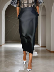 Black Mesh Classic Boat Neck Half Sleeve Dolman Sleeve Sheath Midi Dress