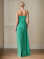 Sheath/Column Satin Off The Shoulder Sleeveless Floor Length Mother of the Bride Dresses