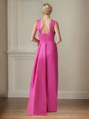 Deep Pink Satin Sheath/Column Cross Halter Floor Length Mother of the Bride Dresses