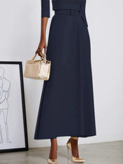 Purplish blue Classic Off The Shoulder Half Sleeve A-Line Maxi Dress