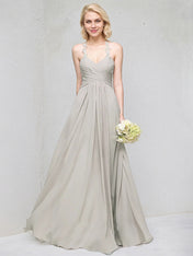 A-Line Sweetheart Floor-Length Chiffon Lace Bridesmaid Dress With Ruffle